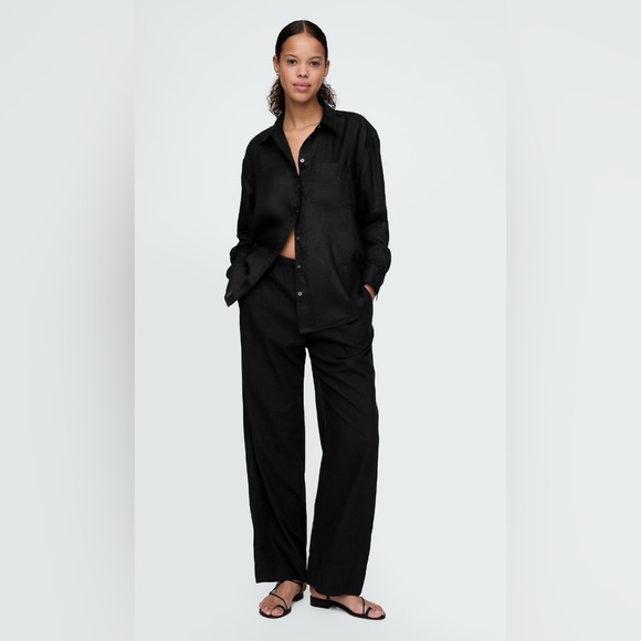 GAP Linen-Blend Easy Wide-Hem Pants - Picture 1 of 10